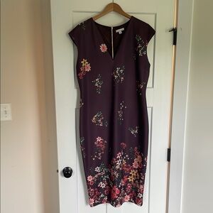 New York & Company Purple Sheath Midi Dress V-Neck Sleeveless